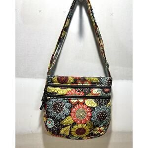 Vera‎ Bradley Flower Shower Retired Triple Zip Hipster Crossbody/Shoulder Bag